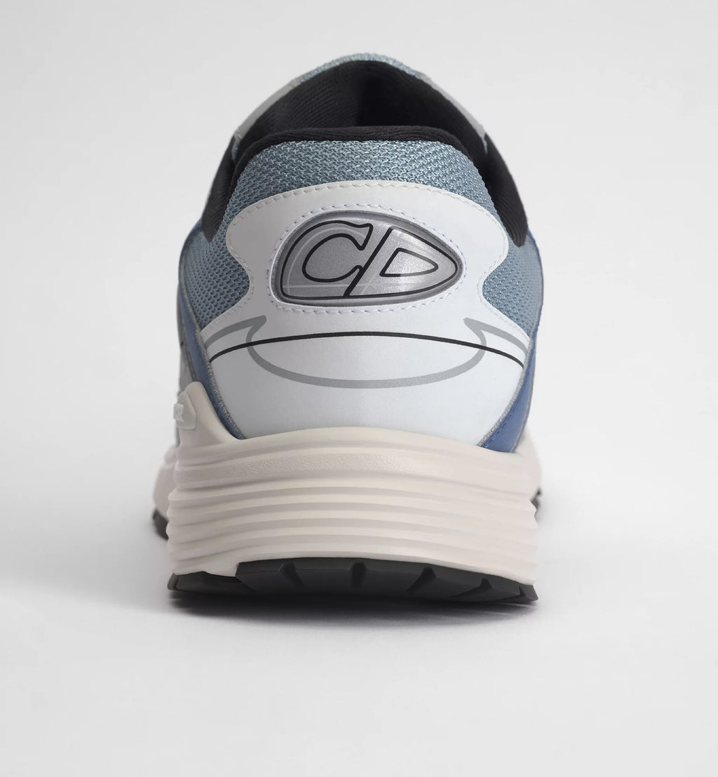 Back view of Dior B30 countdown sneaker in light blue and white with chunky sole.