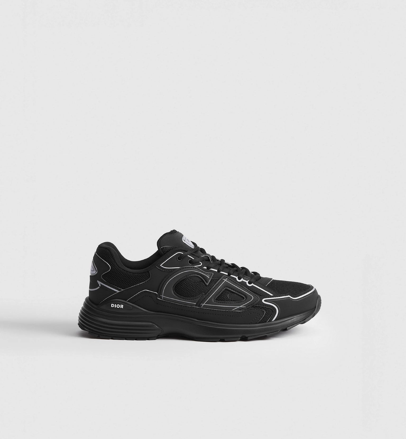 Black Dior B30 countdown sneaker with lace-up front and chunky rubber sole