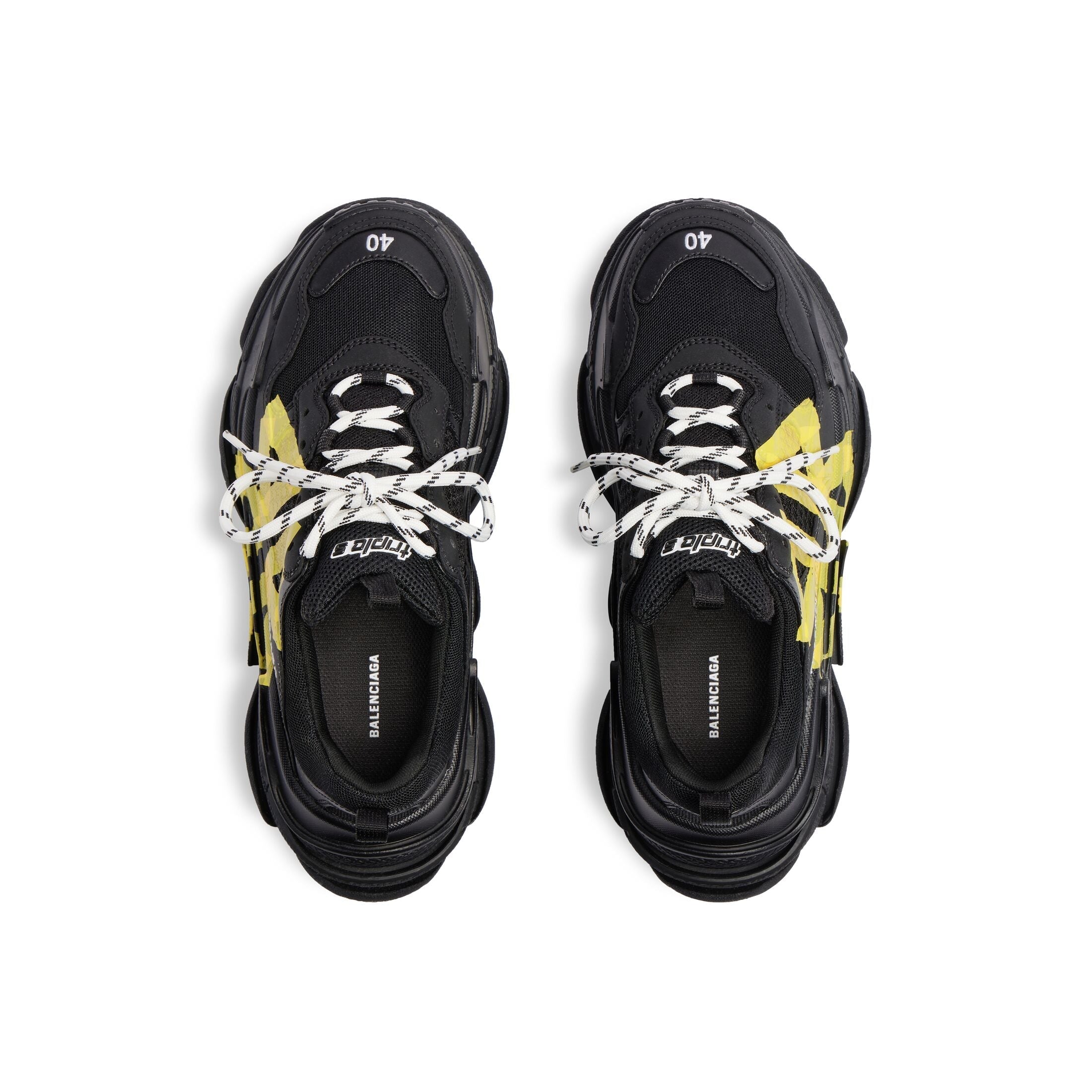 Men's Triple S Tape Type Trainers in Black/yellow