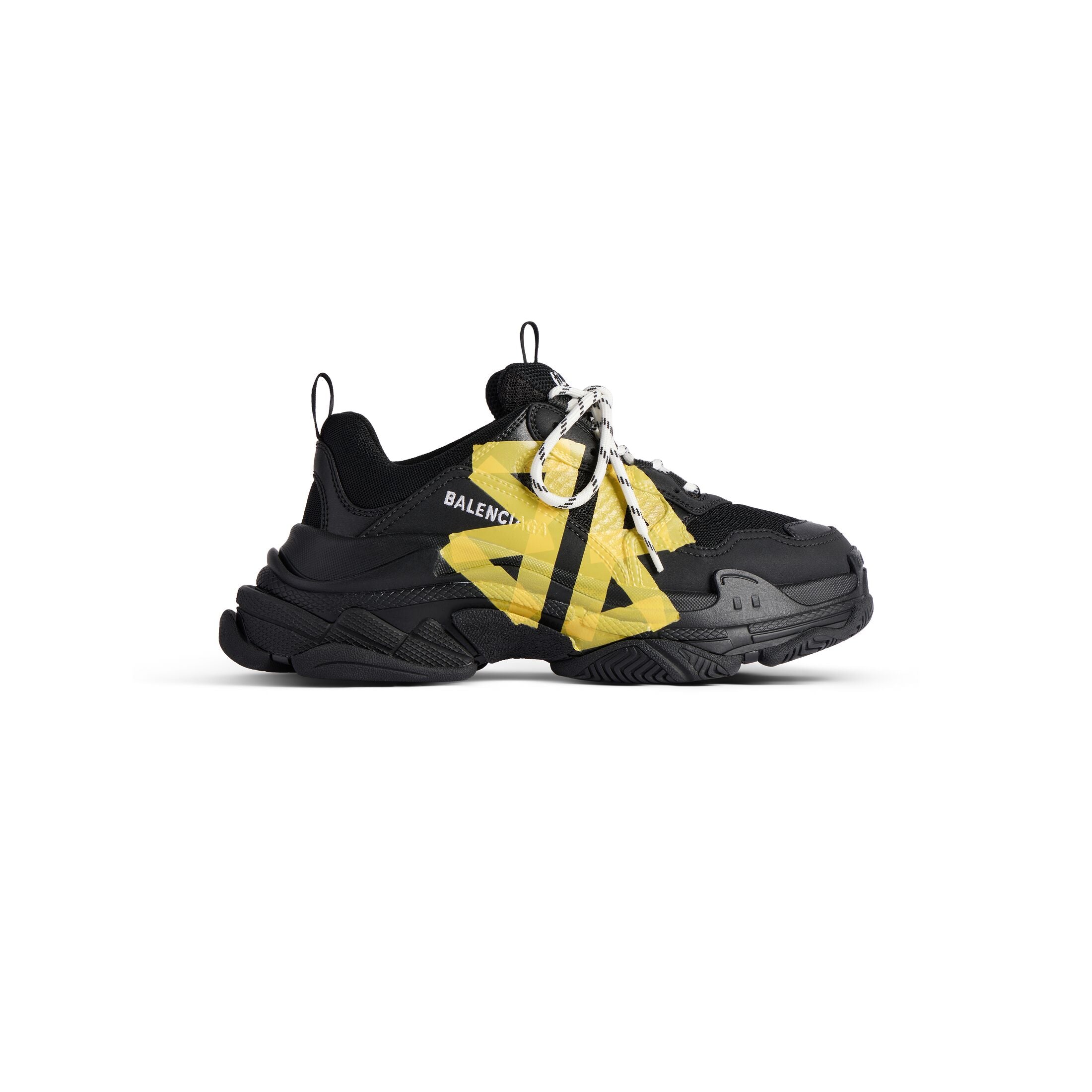 Men's Triple S Tape Type Trainers in Black/yellow