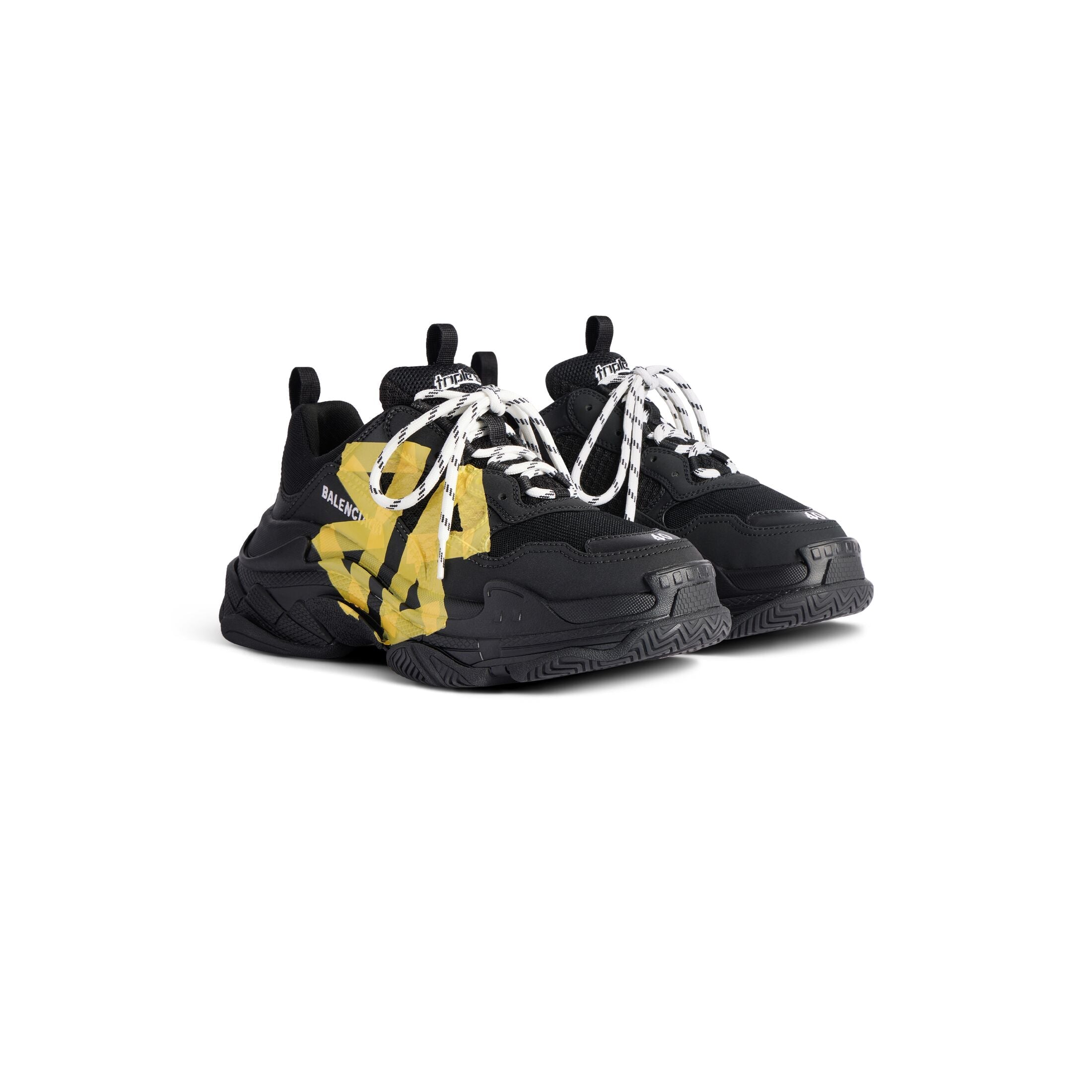 Men's Triple S Tape Type Trainers in Black/yellow