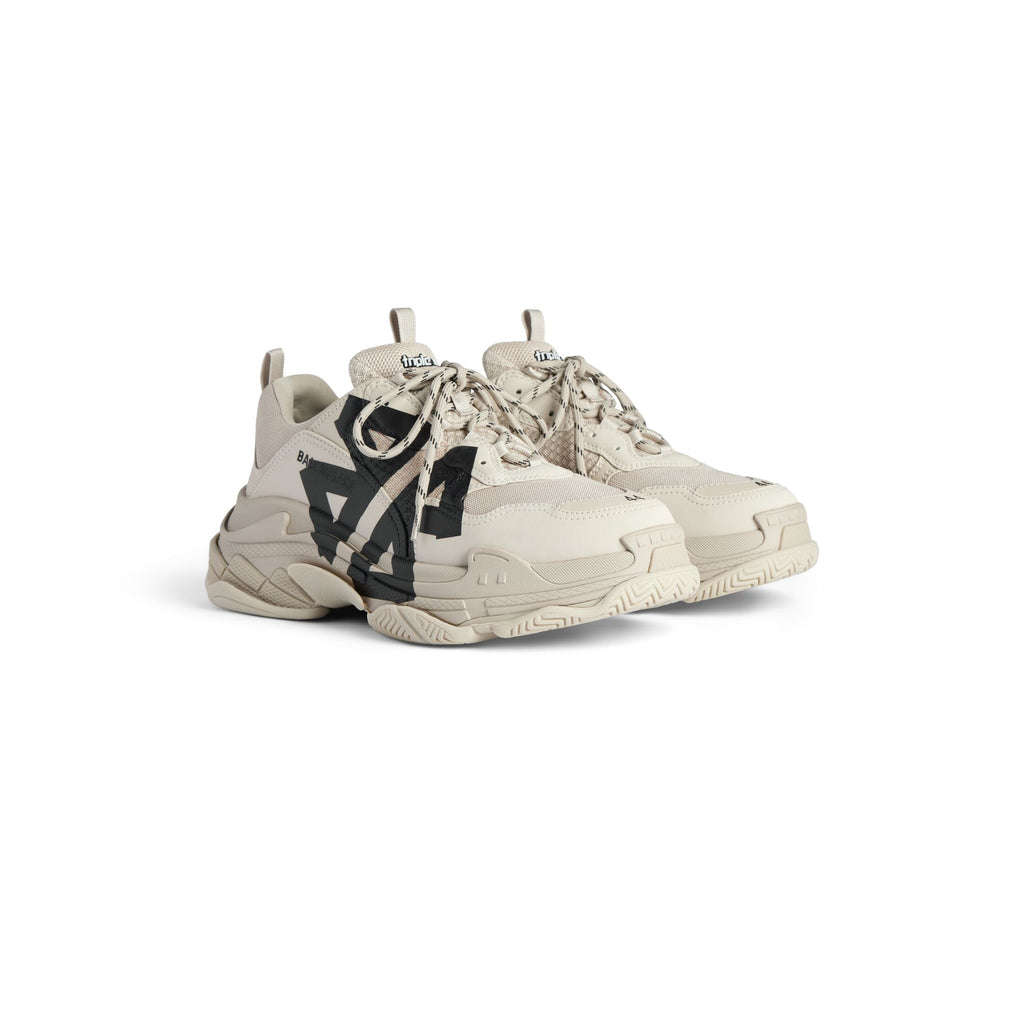 Men's Triple S Tape Trainers in Beige/black