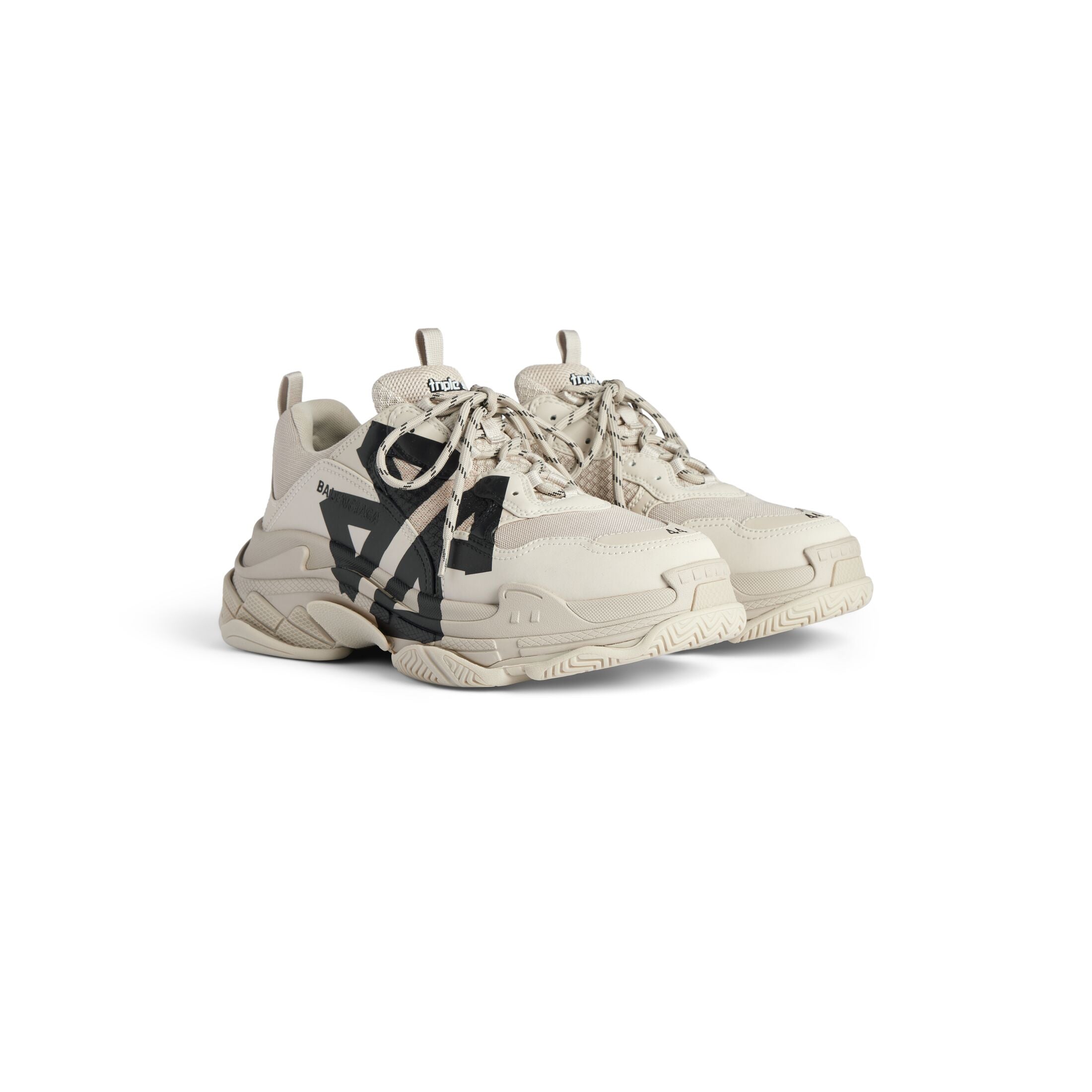 Men's Triple S Tape Trainers in Beige/black