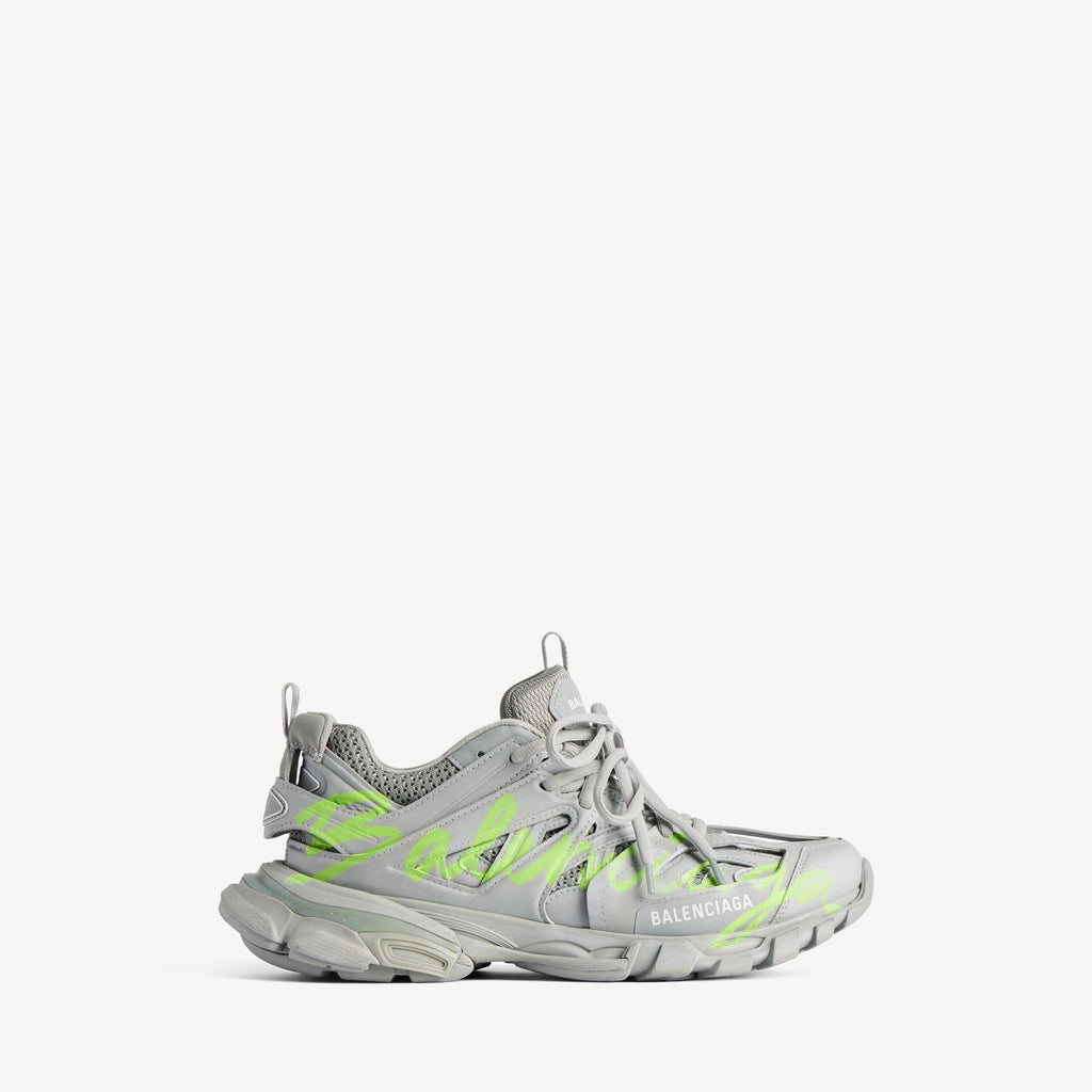 Men's Track Signature Trainers in Grey/neon Yellow