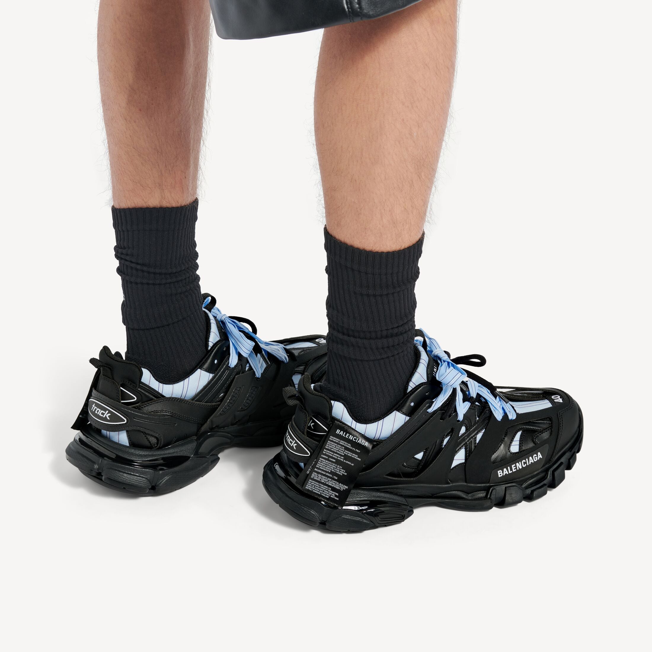 Men's Track Shirt Trainers in Black/blue