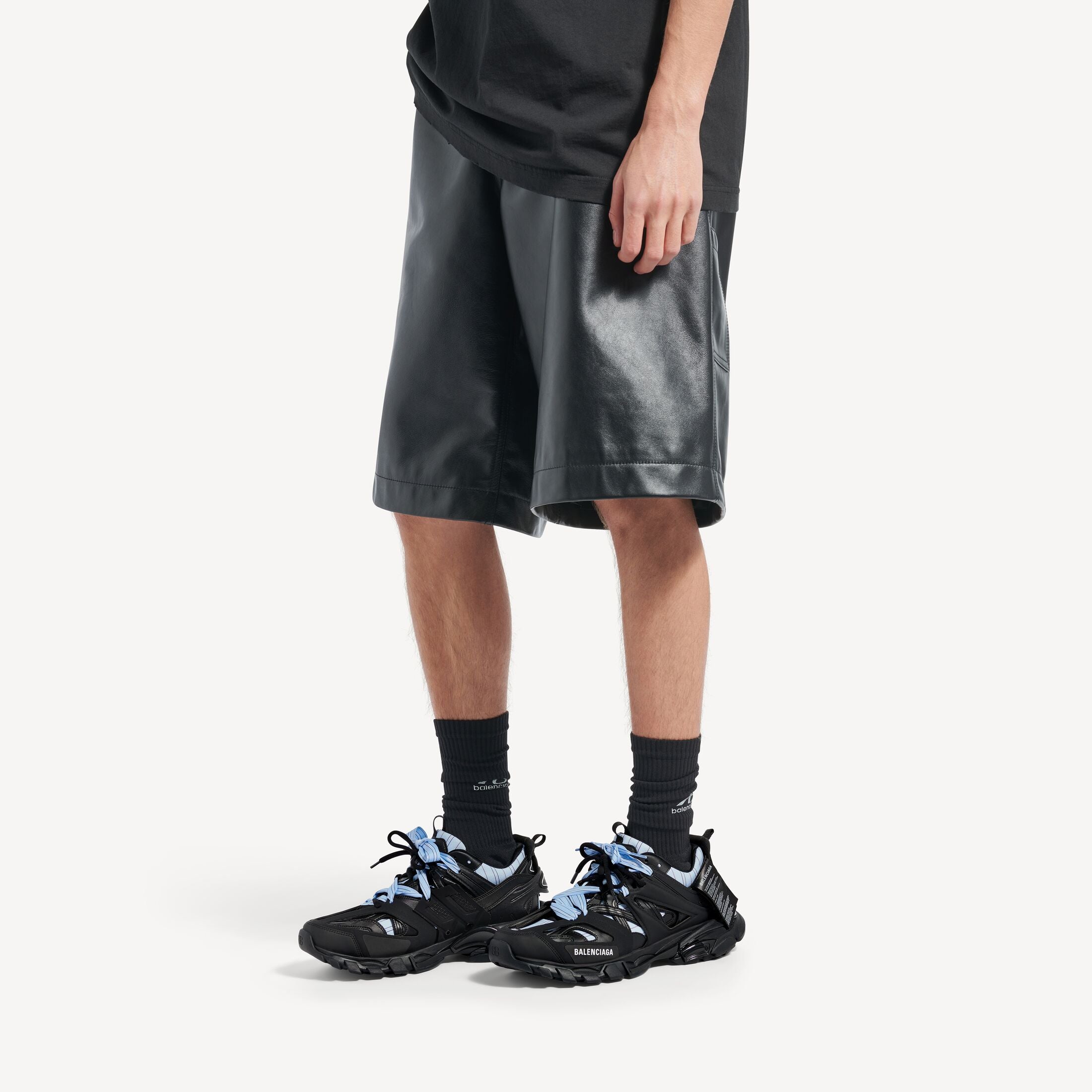 Men's Track Shirt Trainers in Black/blue