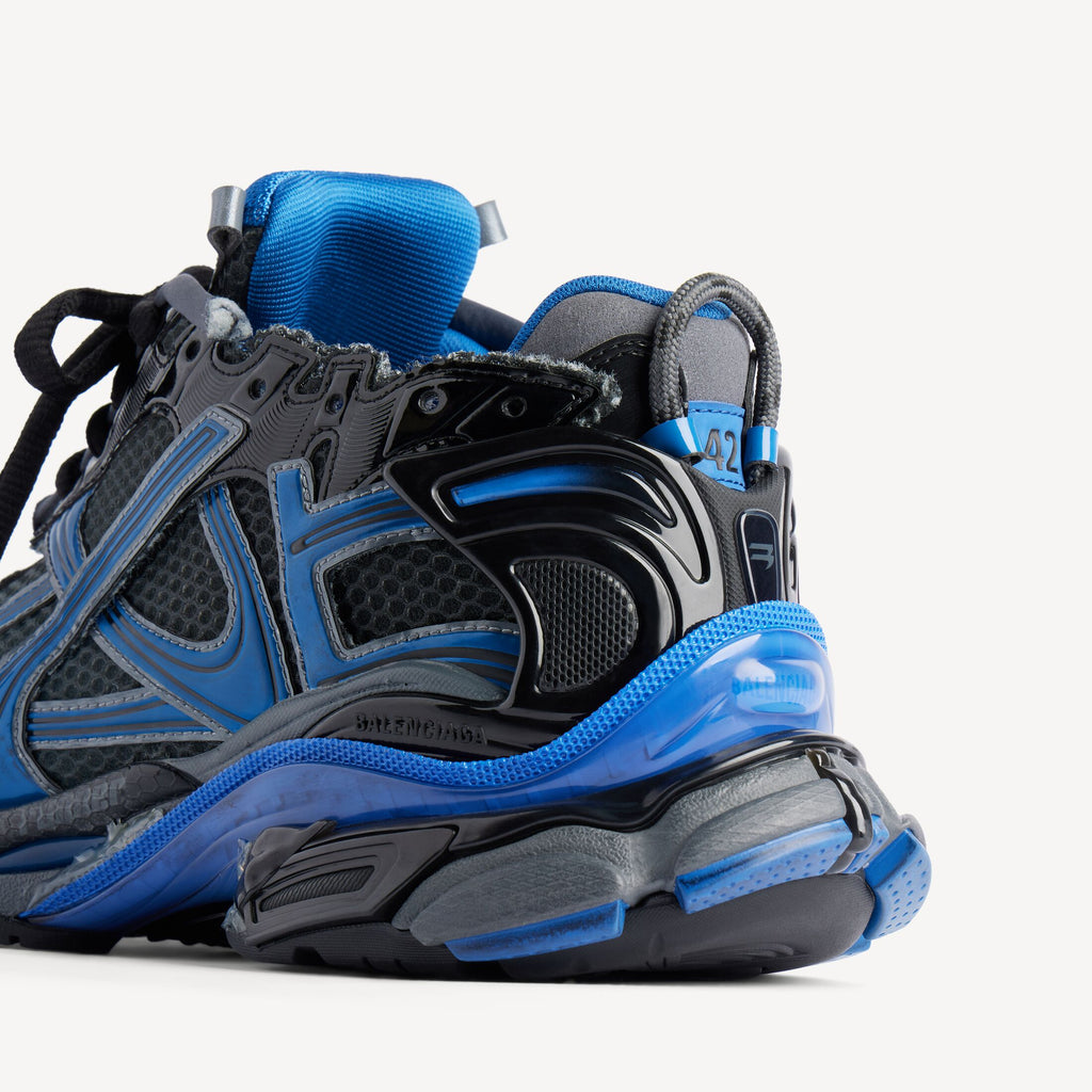 Men's Runner Gradient Mesh Trainers in Black/blue/grey