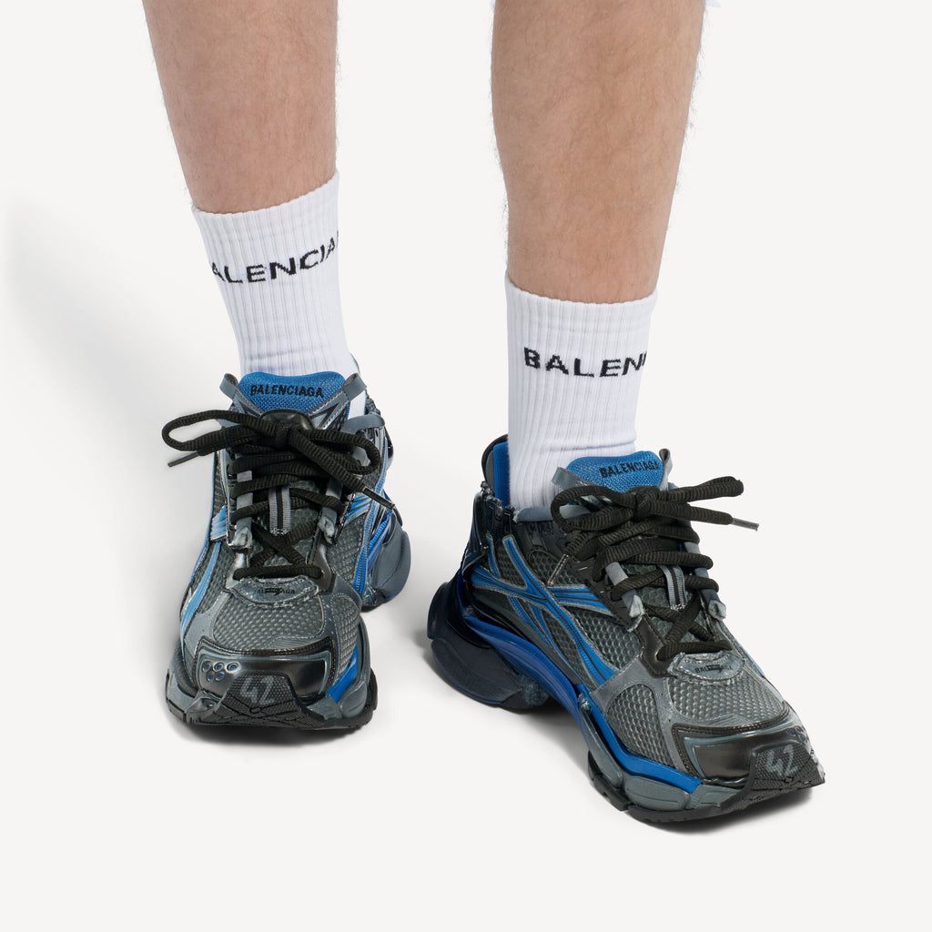 Men's Runner Gradient Mesh Trainers in Black/blue/grey
