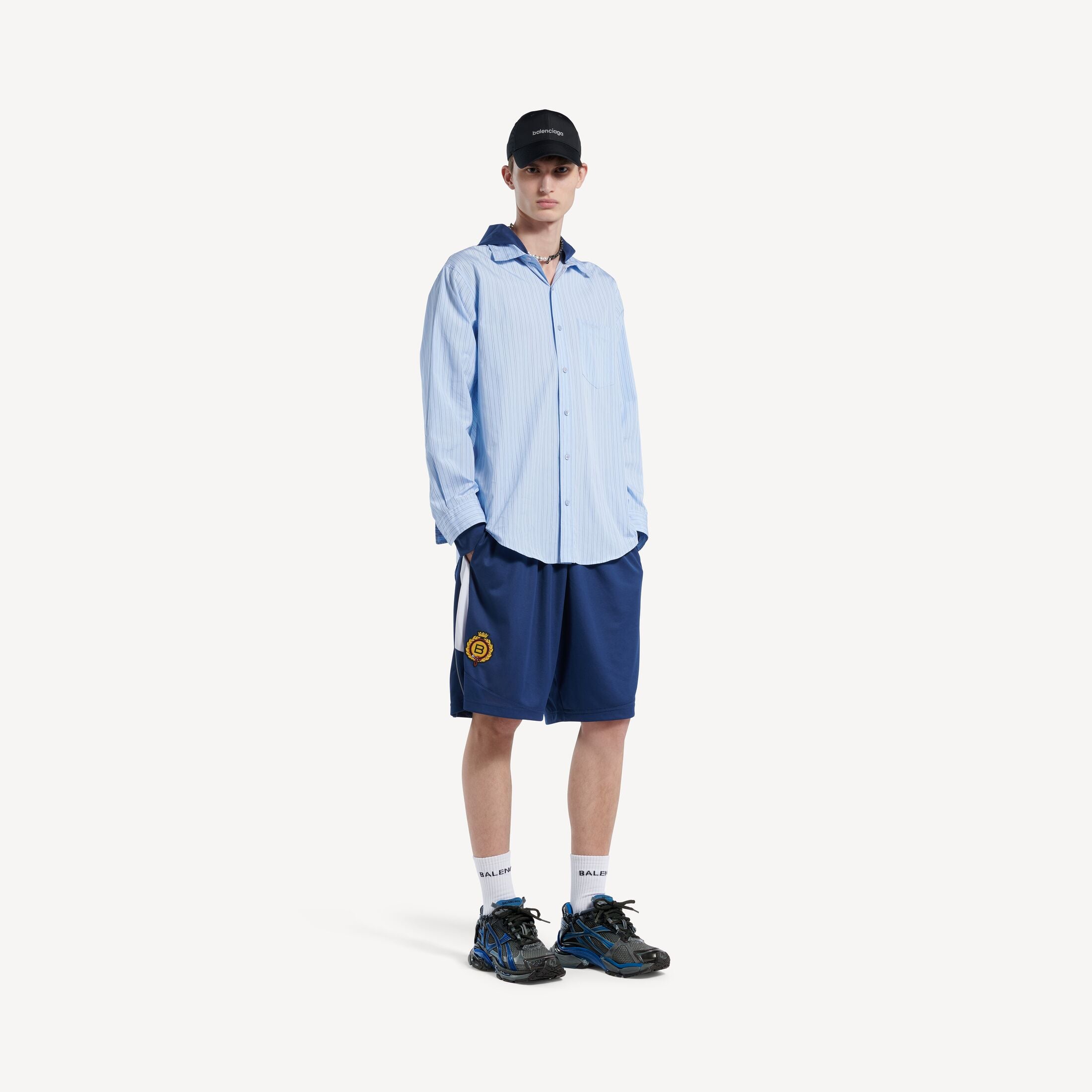 Men's Runner Gradient Mesh Trainers in Black/blue/grey