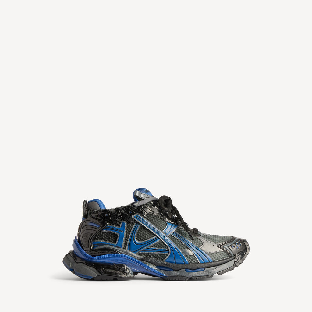 Men's Runner Gradient Mesh Trainers in Black/blue/grey