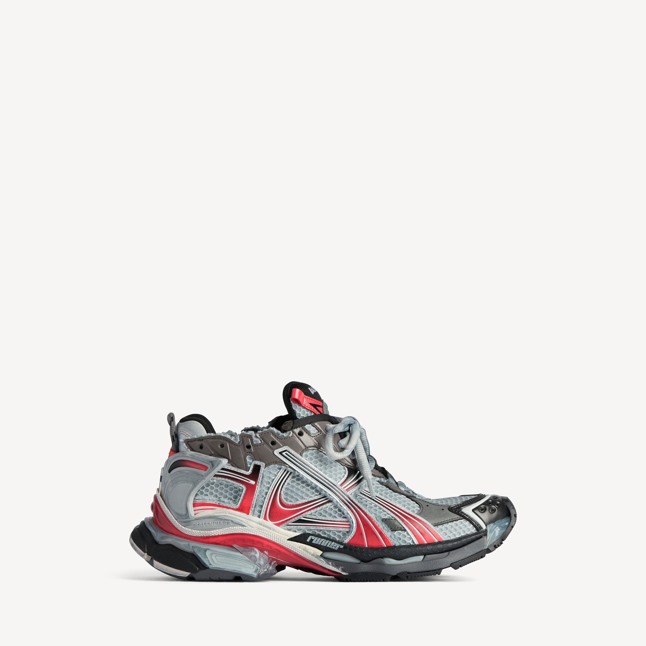 Men's Runner Gradient Trainers in Grey/red/black