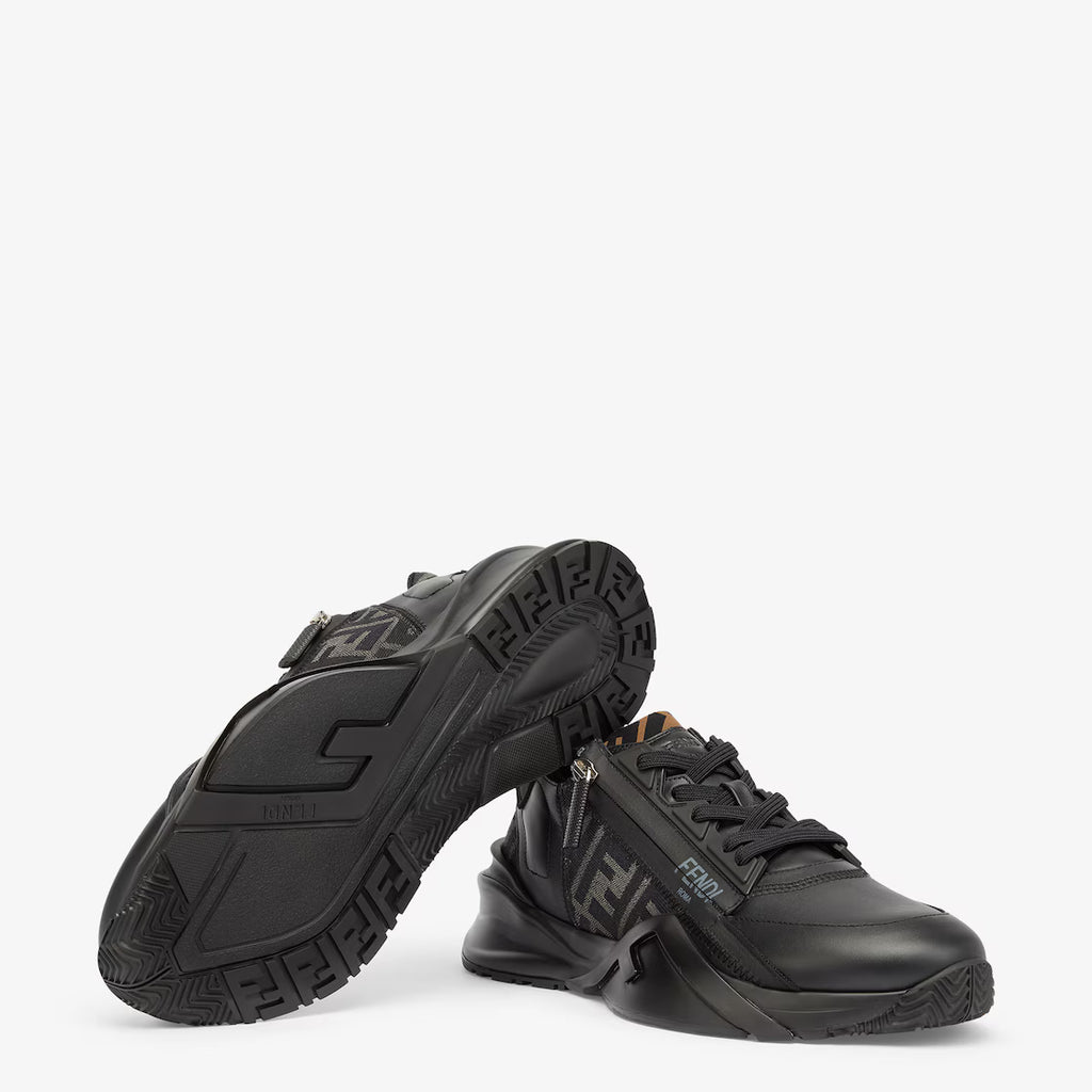Black Fendi Flow sneakers with textured outsole and FF logo upper panels