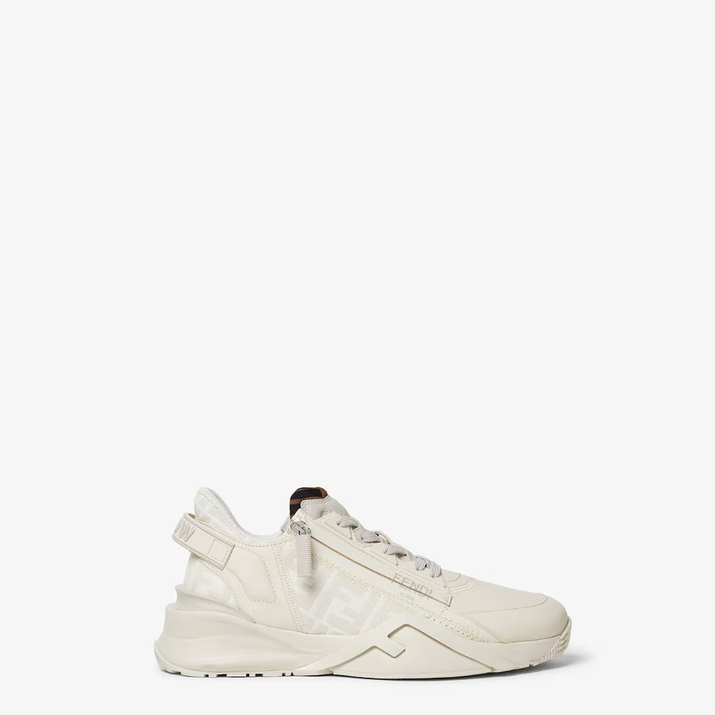 Fendi off-white low-top lace-up sneaker with side strap detail and chunky midsole
