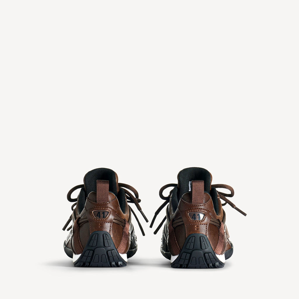 Men's Radar Leather Trainers in Brown/black