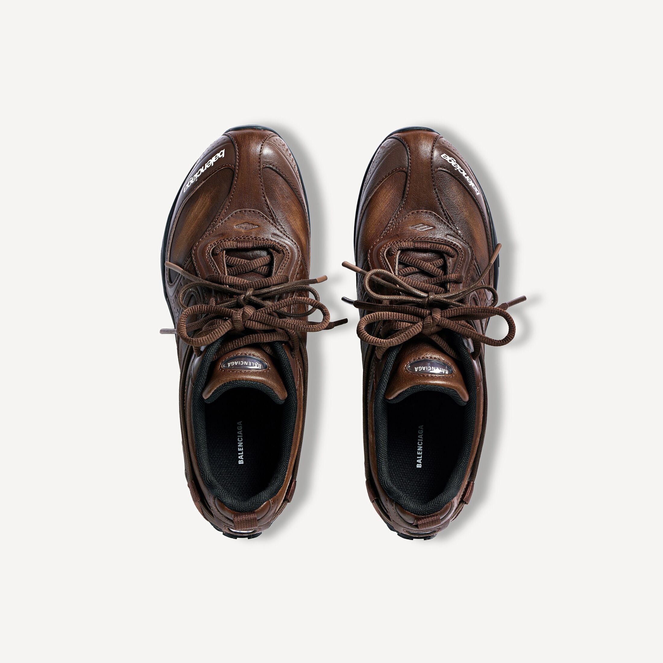Men's Radar Leather Trainers in Brown/black
