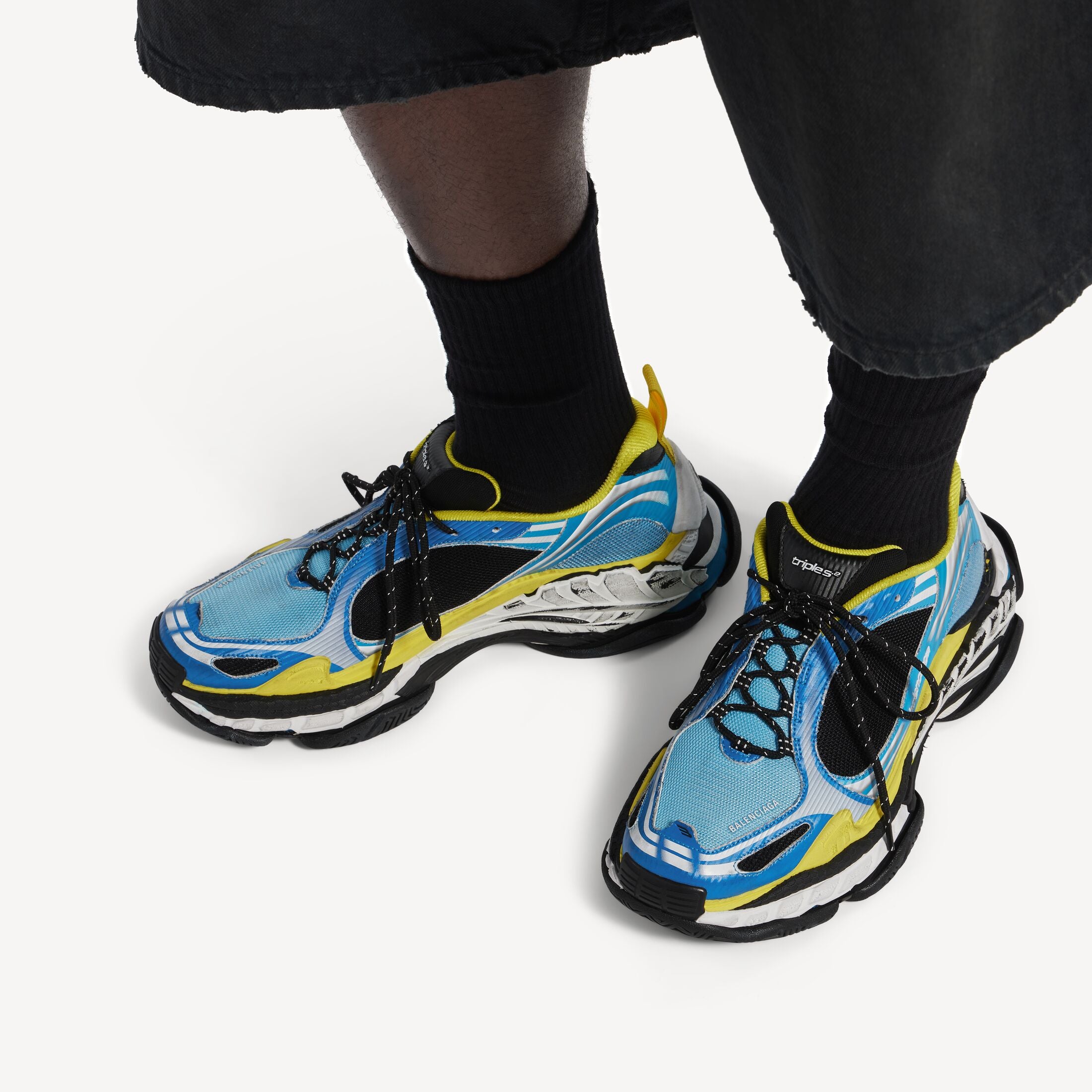 Men's Triple S.2 Trainers in Blue/white/yellow