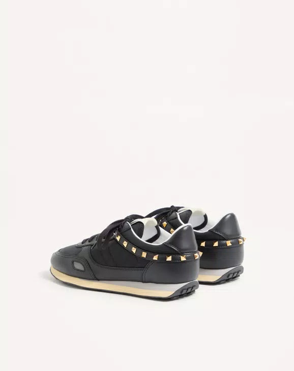 Stud Up Trainer In Leather And Nylon