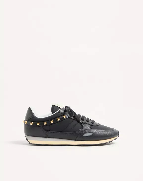 Stud Up Trainer In Leather And Nylon
