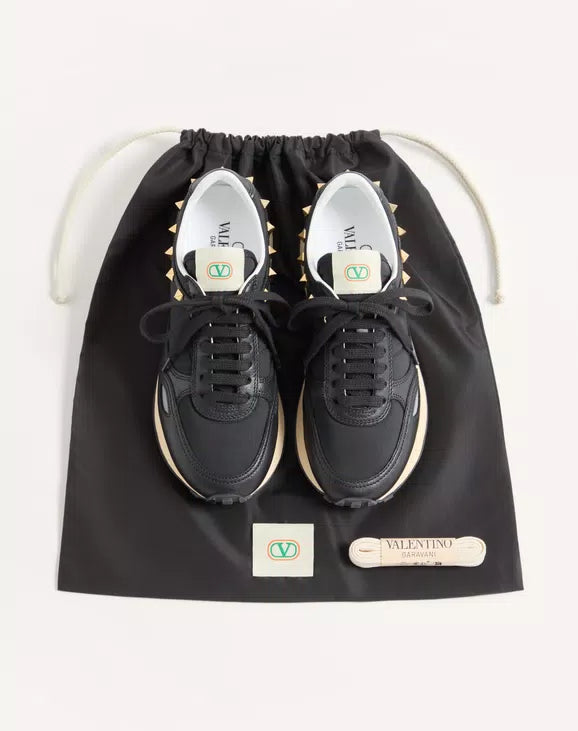 Stud Up Trainer In Leather And Nylon