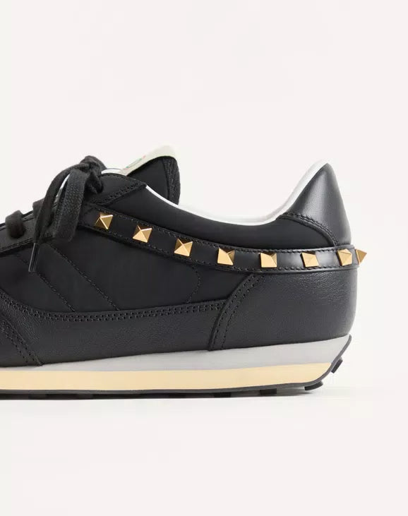Stud Up Trainer In Leather And Nylon