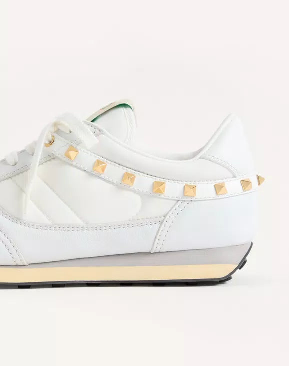 Stud Up Trainer In Leather And Nylon