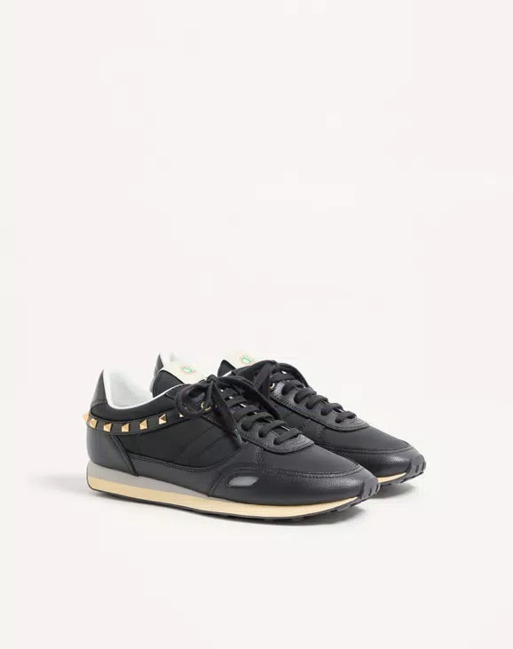 Stud Up Trainer In Leather And Nylon