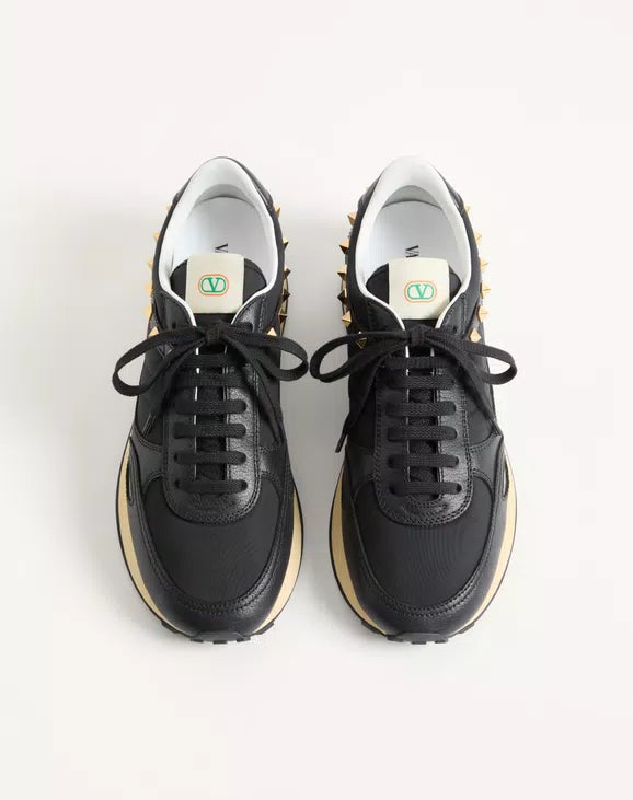 Stud Up Trainer In Leather And Nylon