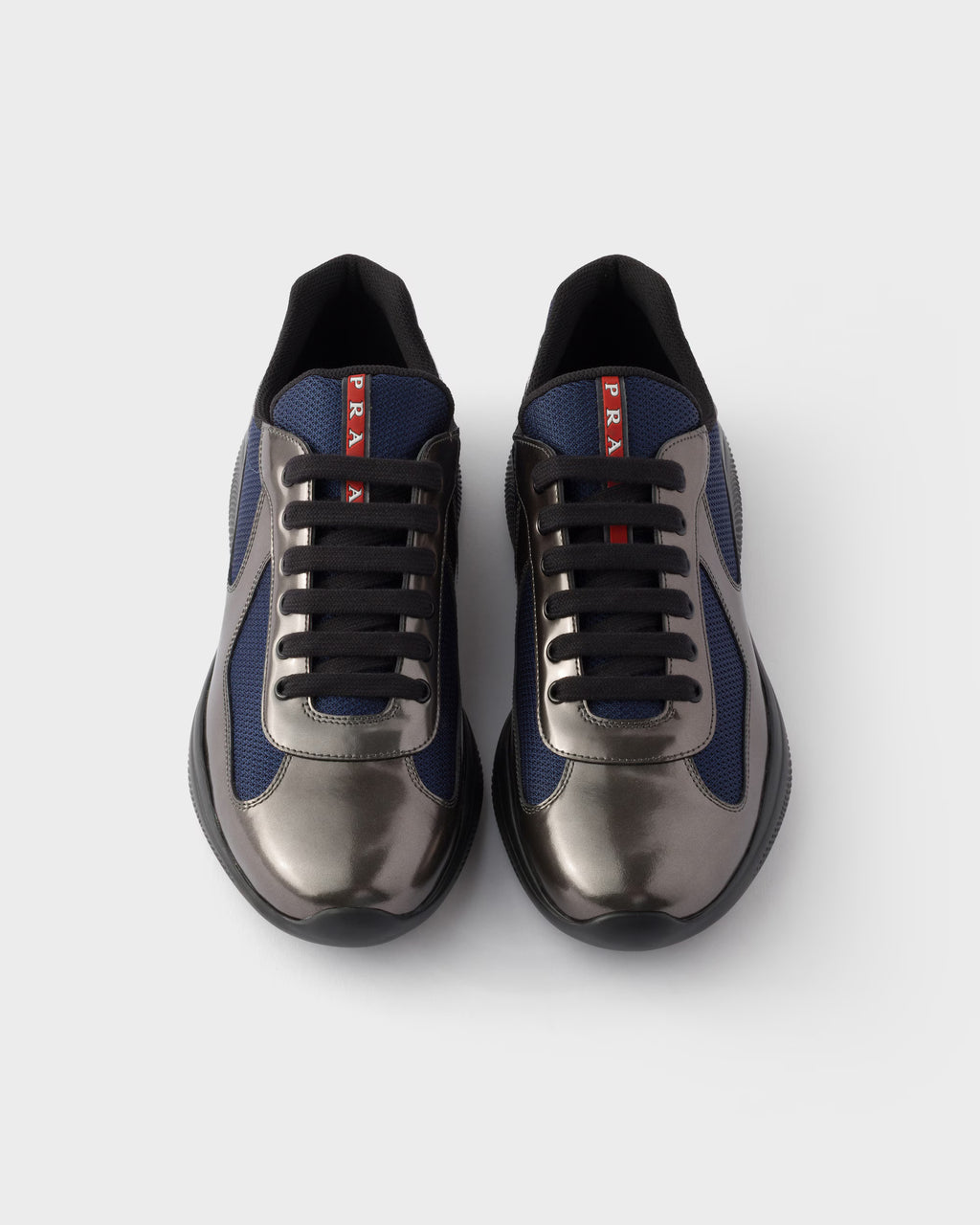 Prada America's Cup metallic leather and bike fabric sneakers