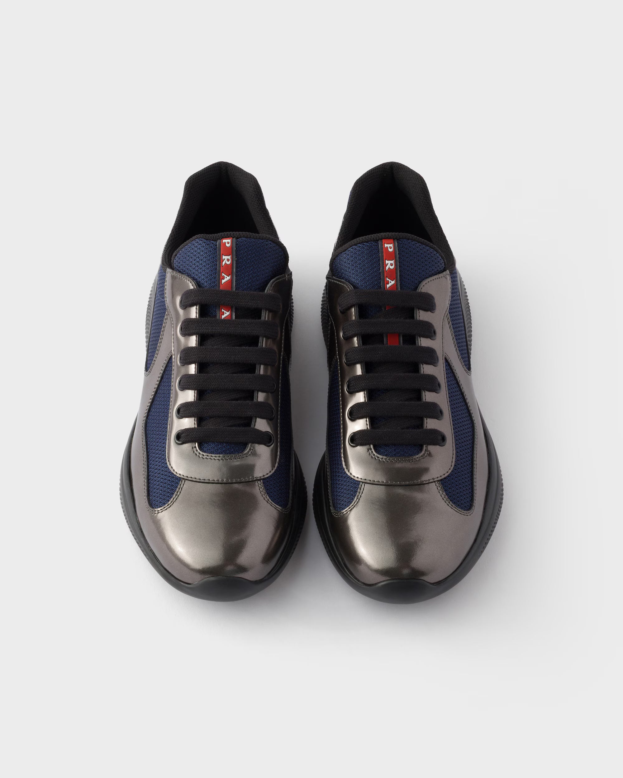 Prada America's Cup metallic leather and bike fabric sneakers