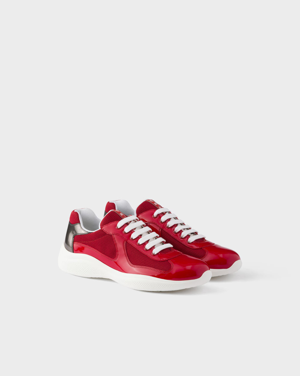 Patent leather and technical fabric Prada America's Cup sneakers