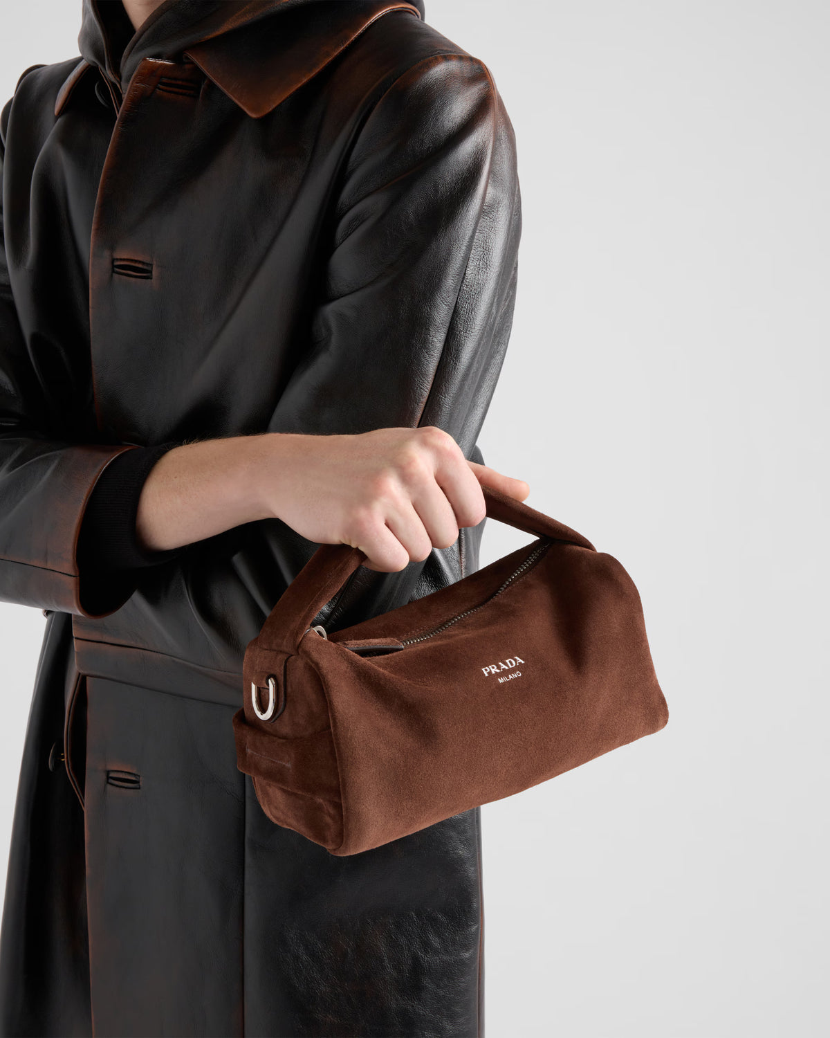 Suede leather shoulder bag