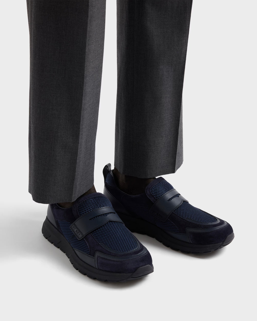 Prax mesh fabric and leather loafers