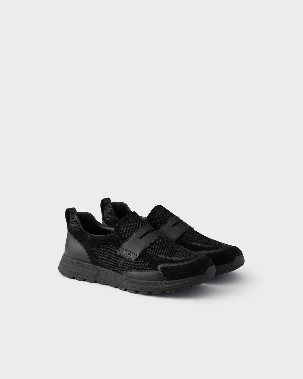 Prax mesh fabric and leather loafers