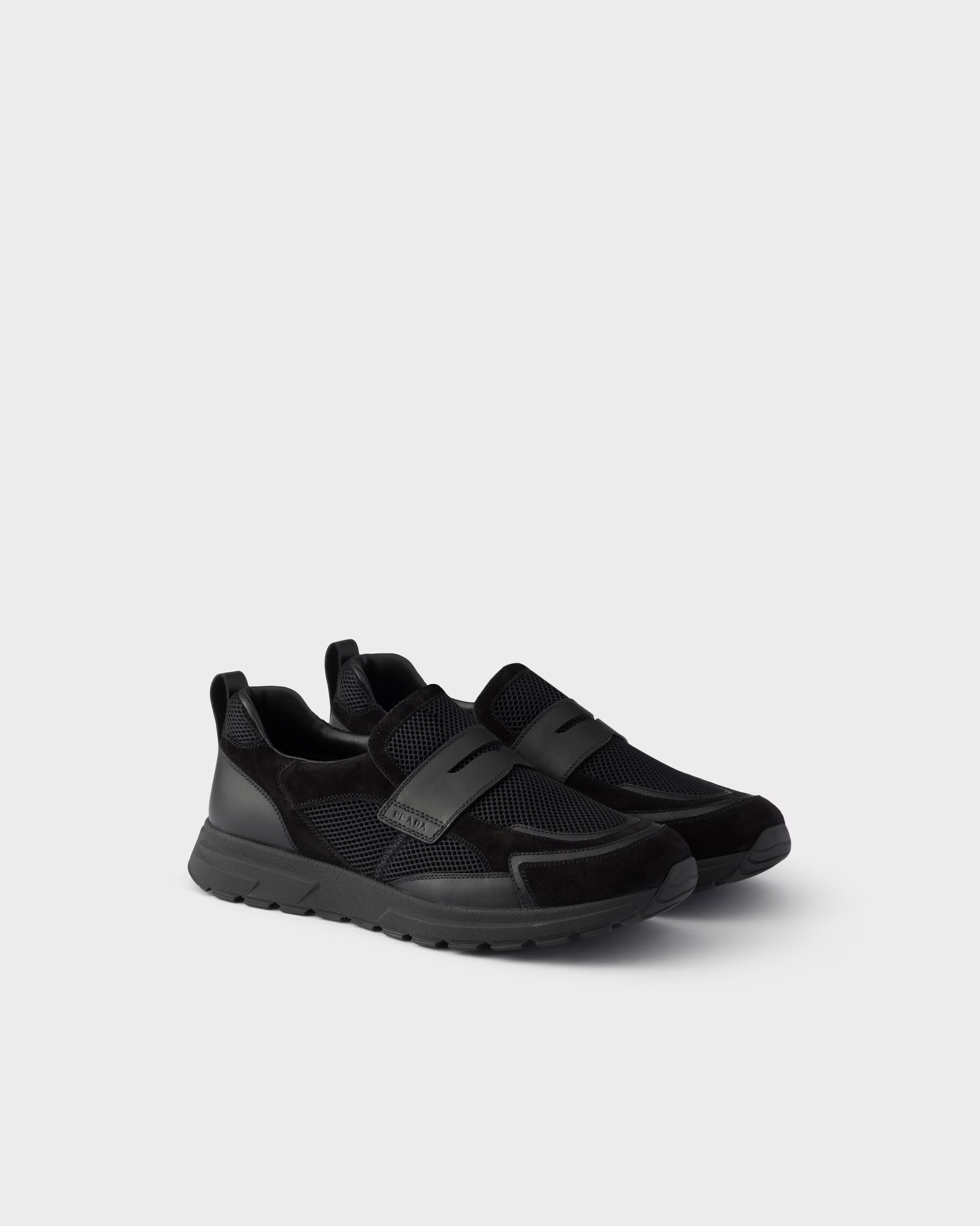 Prax mesh fabric and leather loafers