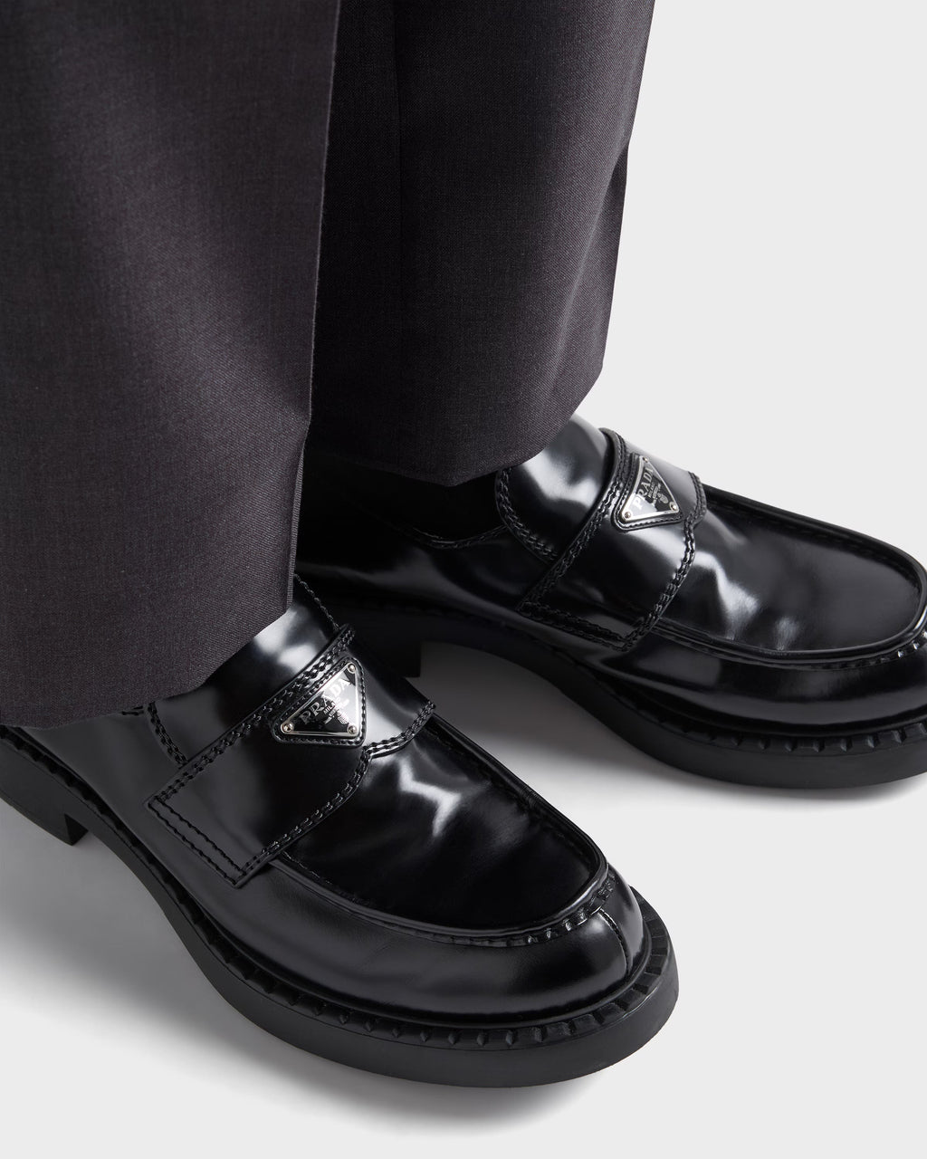 Chocolate brushed leather loafers