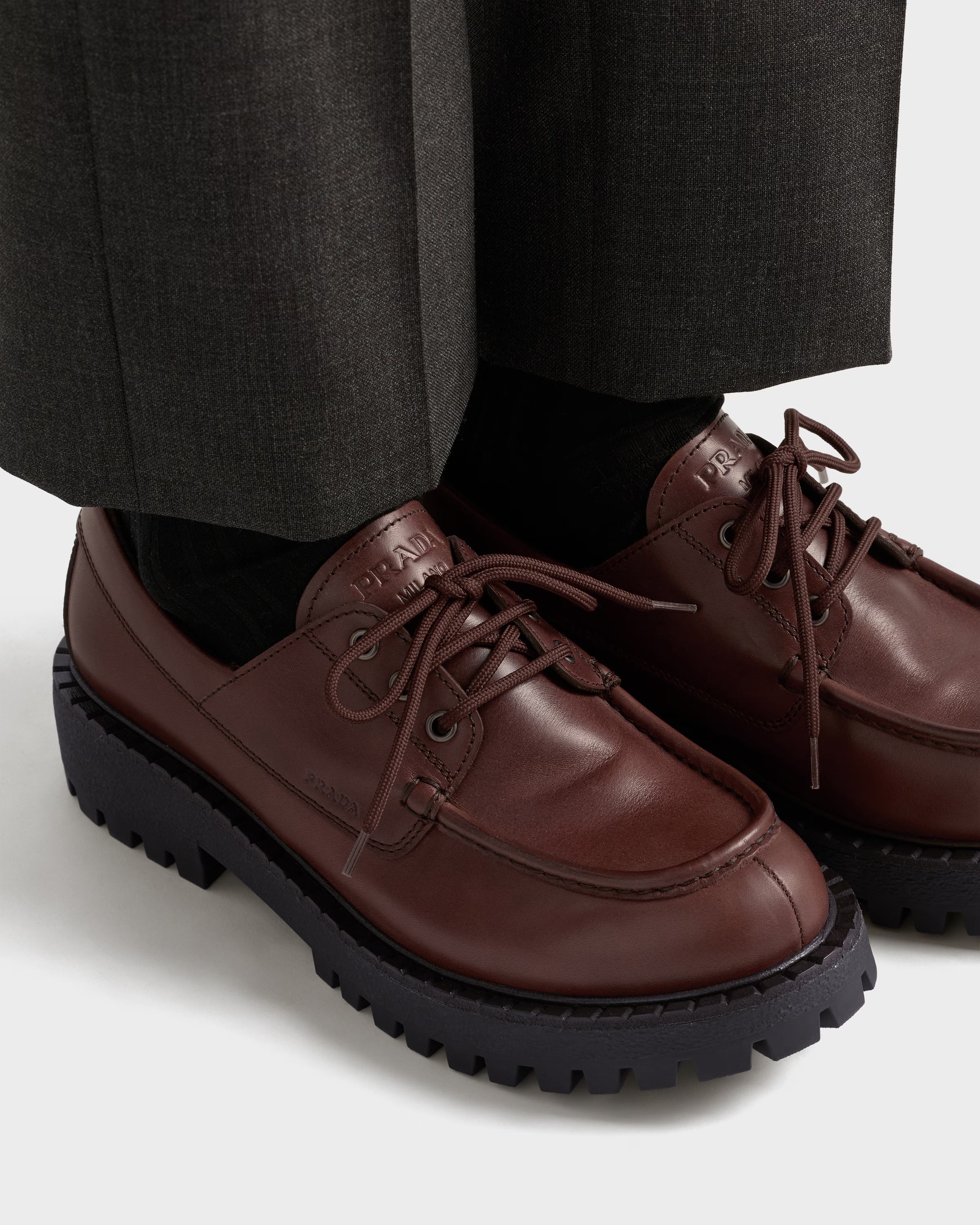 Laced leather loafers Ebony