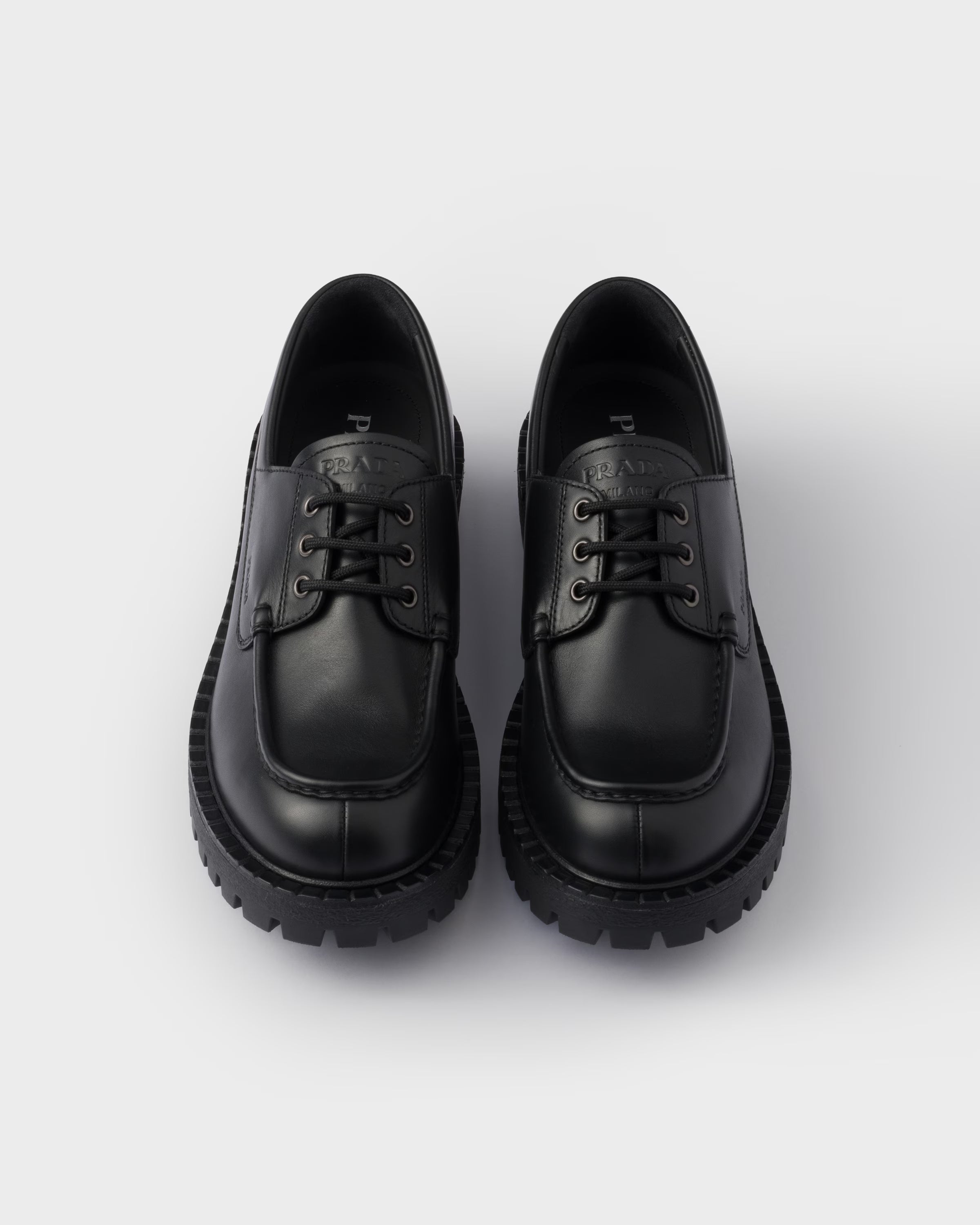 Laced leather loafers
