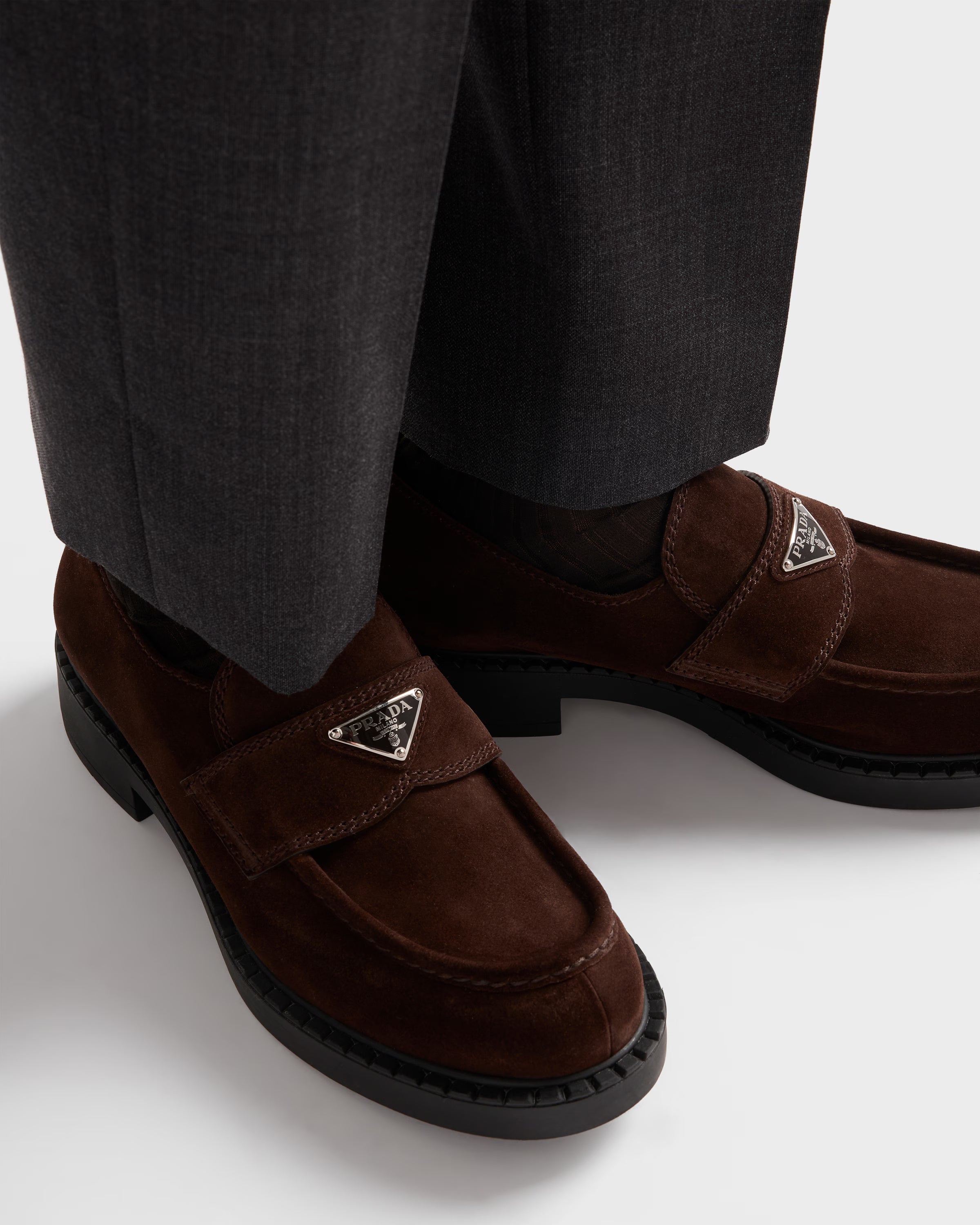 Chocolate suede loafers Dark Brown