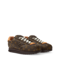 LV Buttersoft low-top sneakers with brown monogram print, white laces, dark rubber sole