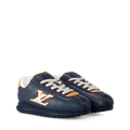 LV Buttersoft sneaker in dark blue with white laces and tan LV side logo