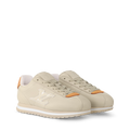 LV BUTTERSOFT sneaker, beige leather with orange trim and LV emblem, lace-up