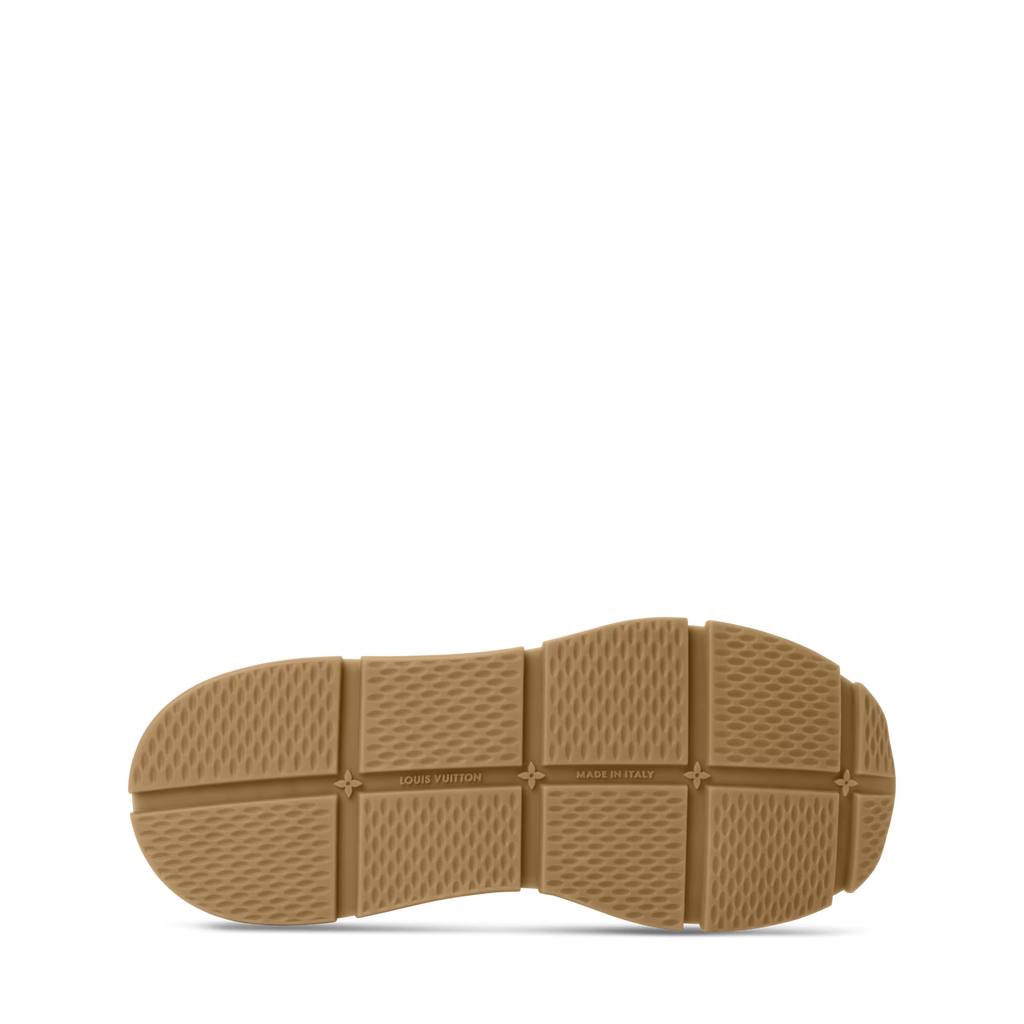 Beige rubber outsole with tread pattern and LV branding