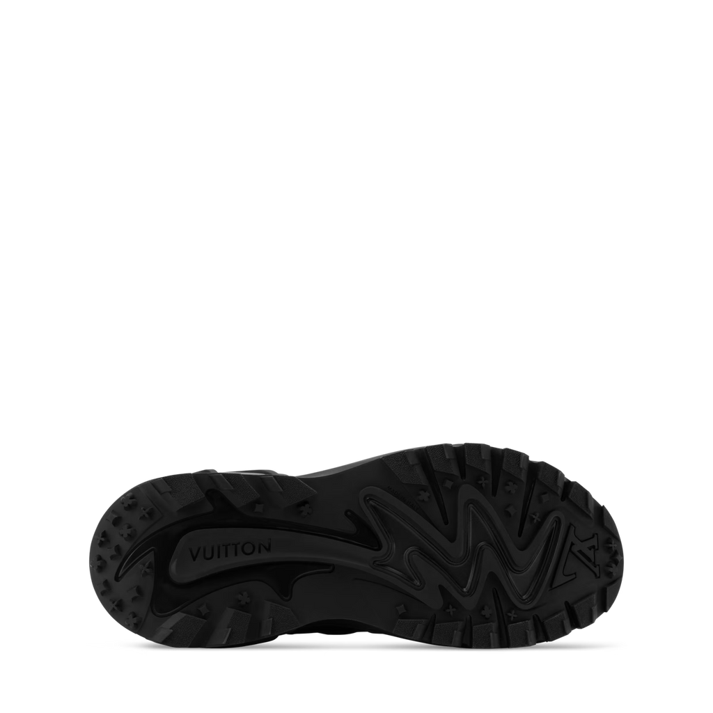 Black rubber outsole with deep tread and embossed LV and brand marks