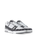 LV trainers, white and dark monogram canvas, lace-up, chunky sole