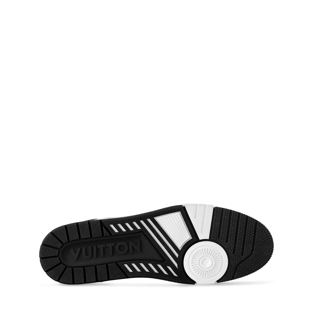 LV Trainer sneakers outsole tread, black rubber with white circular logo section